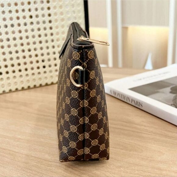 Women Mini Vegan Leather Print Monogram Crossbody Bag - Picture 8 of 10